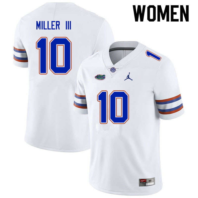 Women #10 Jack Miller III Florida Gators College Football Jerseys Sale-White - Click Image to Close